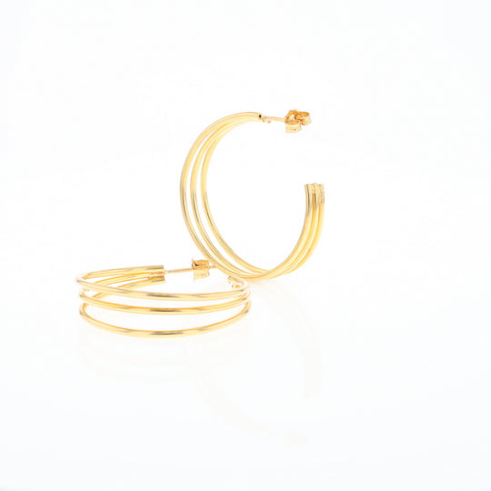 Three Bar Gold Hoop Earrings