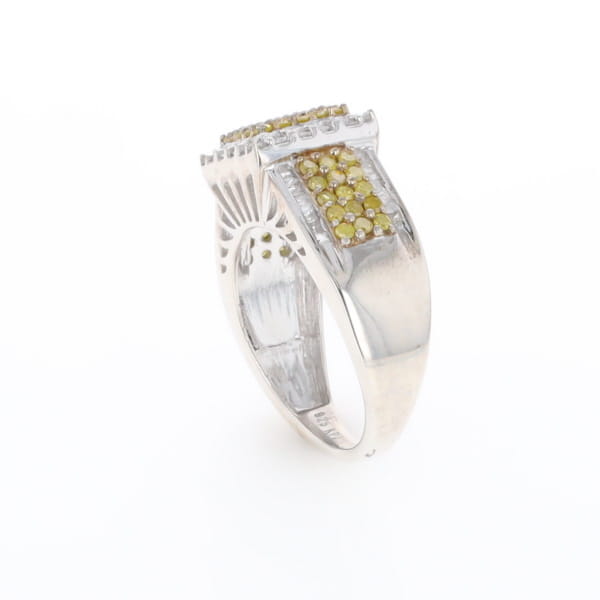 Yellow and White Diamond Filigree Design Ring