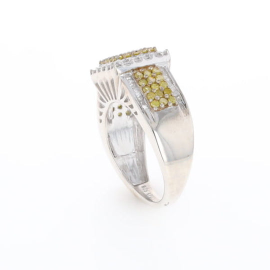 Yellow and White Diamond Filigree Design Ring
