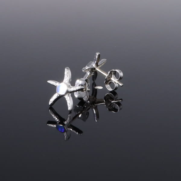 Opal Earrings Inlaid Realistic Star Fish Design