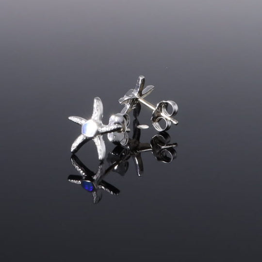 Opal Earrings Inlaid Realistic Star Fish Design