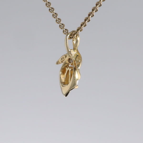 Pear-leaf Opal and Diamond Pendant