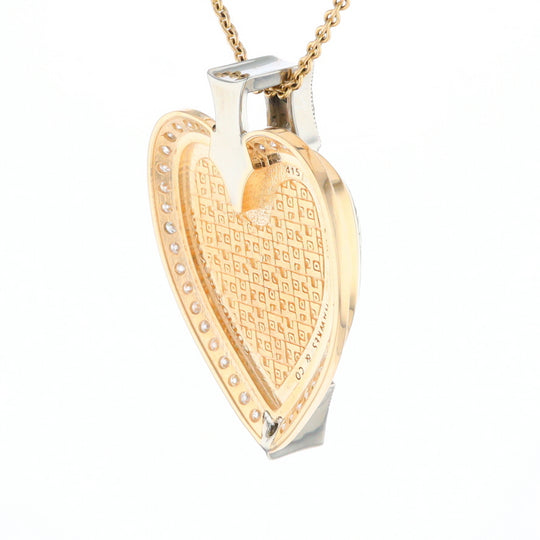 Gold Quartz Necklace Cupid's Revenge 2.24ctw Diamonds Heart Pendant (G1)