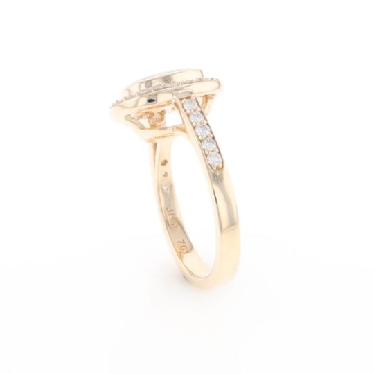 Rectangular Gold Quartz Inlaid Ring with 0.65ctw Diamond Halo