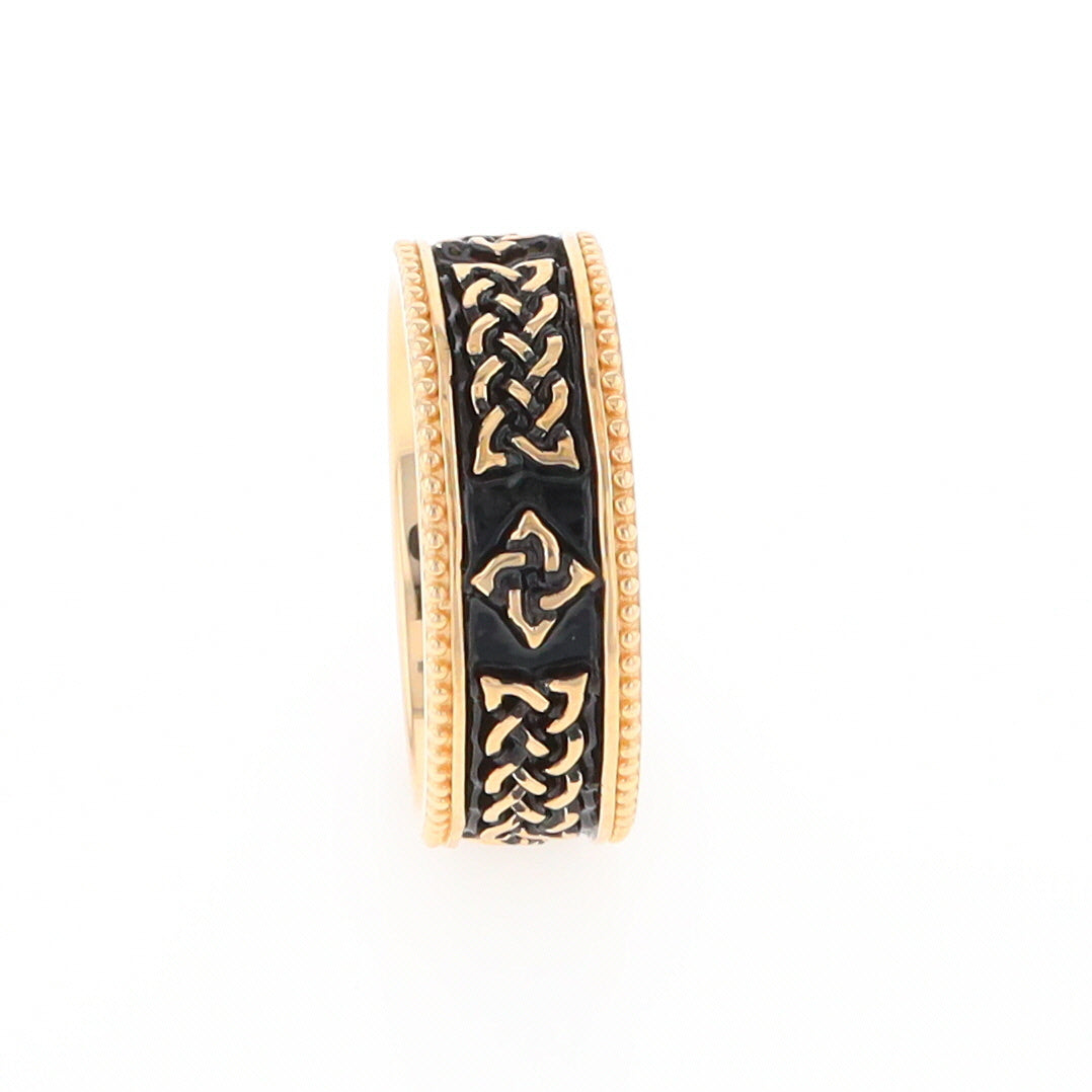 Celtic Knot Black and Gold Wedding Band