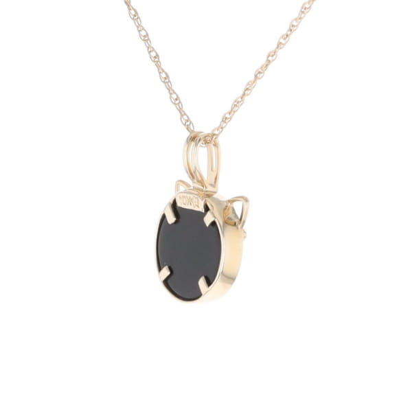 Onyx Cat Pendant with Diamond Eyes