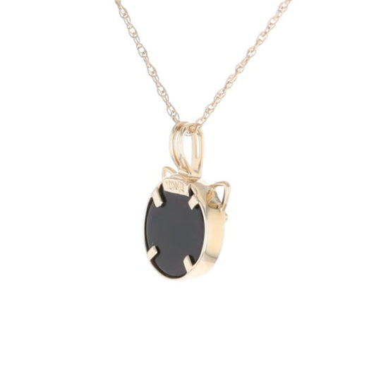 Onyx Cat Pendant with Diamond Eyes