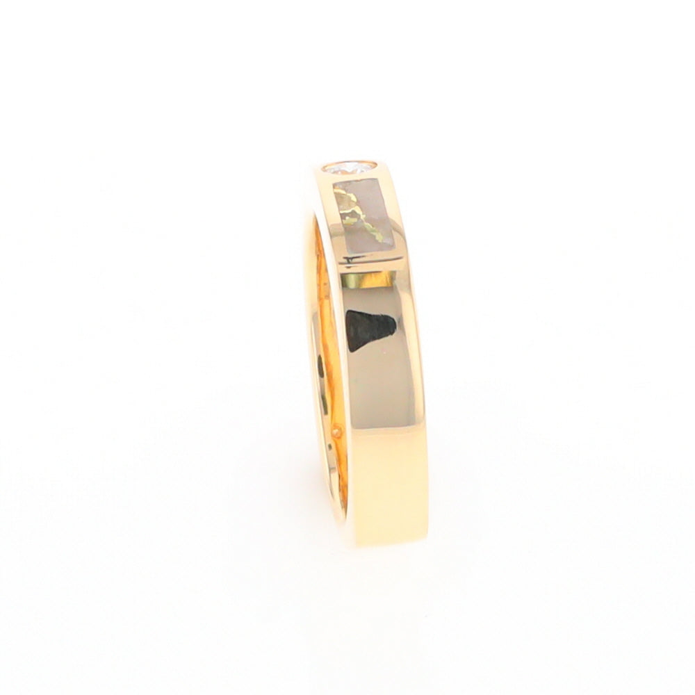 Gold Quartz Ring Double Sided Inlaid Design with .10ct Round Diamond G2