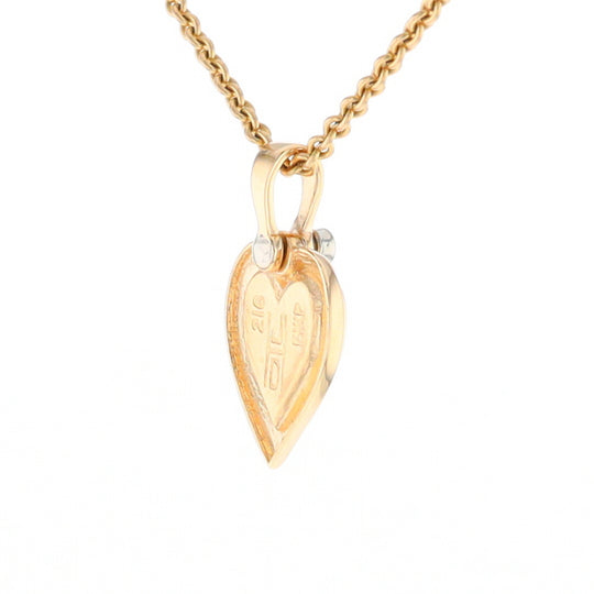 Gold Quartz Heart Shape Inlaid Pendant with .02ct Diamond