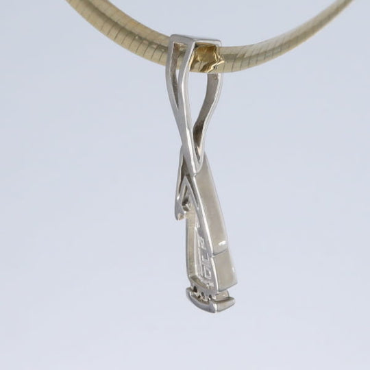 Opal Pendant Triangle Inlaid Design with .06ctw Round Diamonds