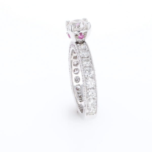 Diamond and Pink Sapphire Engagement Ring