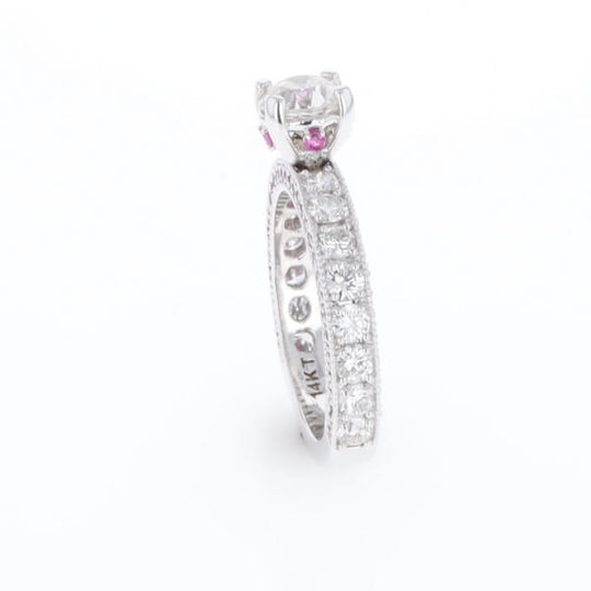 Diamond and Pink Sapphire Engagement Ring