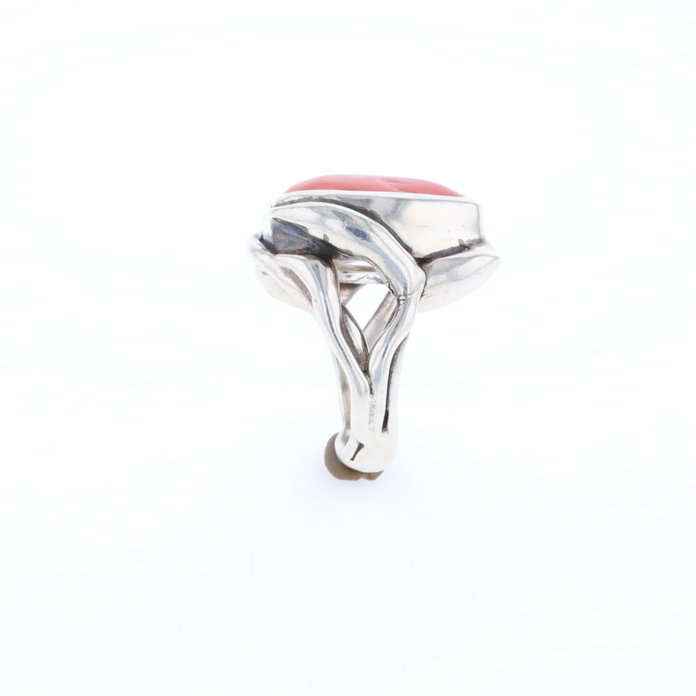 Native Oval Coral Free Form Ring