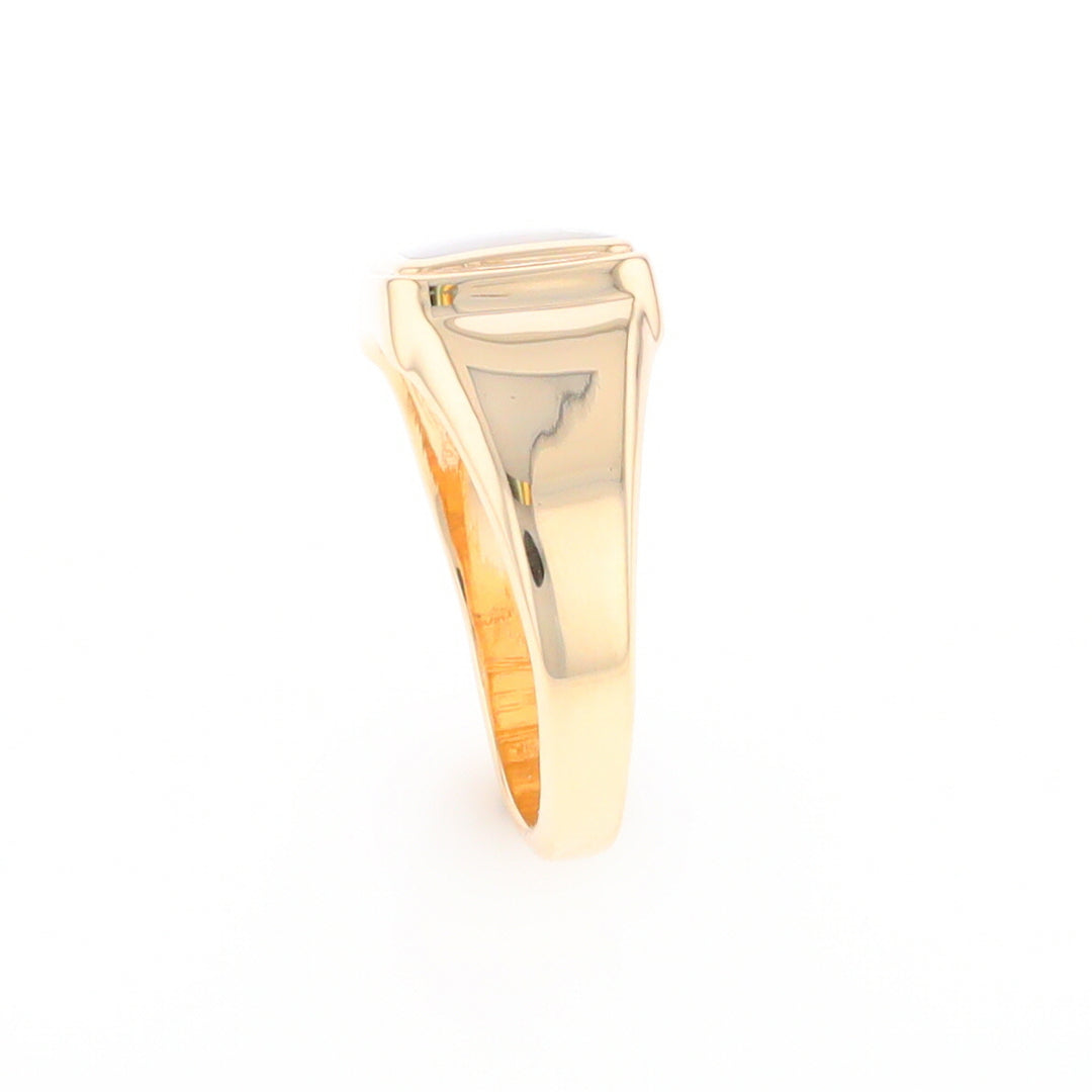 Gold Quartz Ring Square Inlaid Design