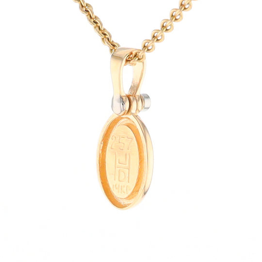 Gold Quartz Oval Inlaid Pendant with .02ct Diamond