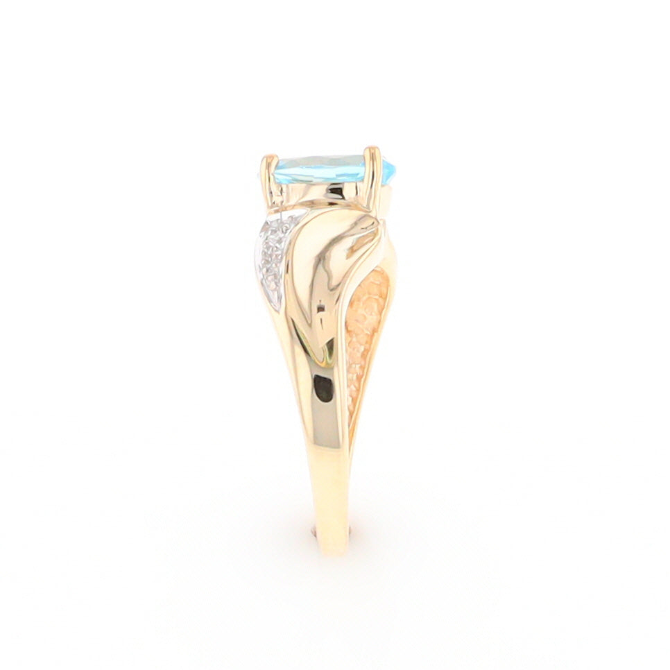 Blue Topaz Ring with Diamond Accents