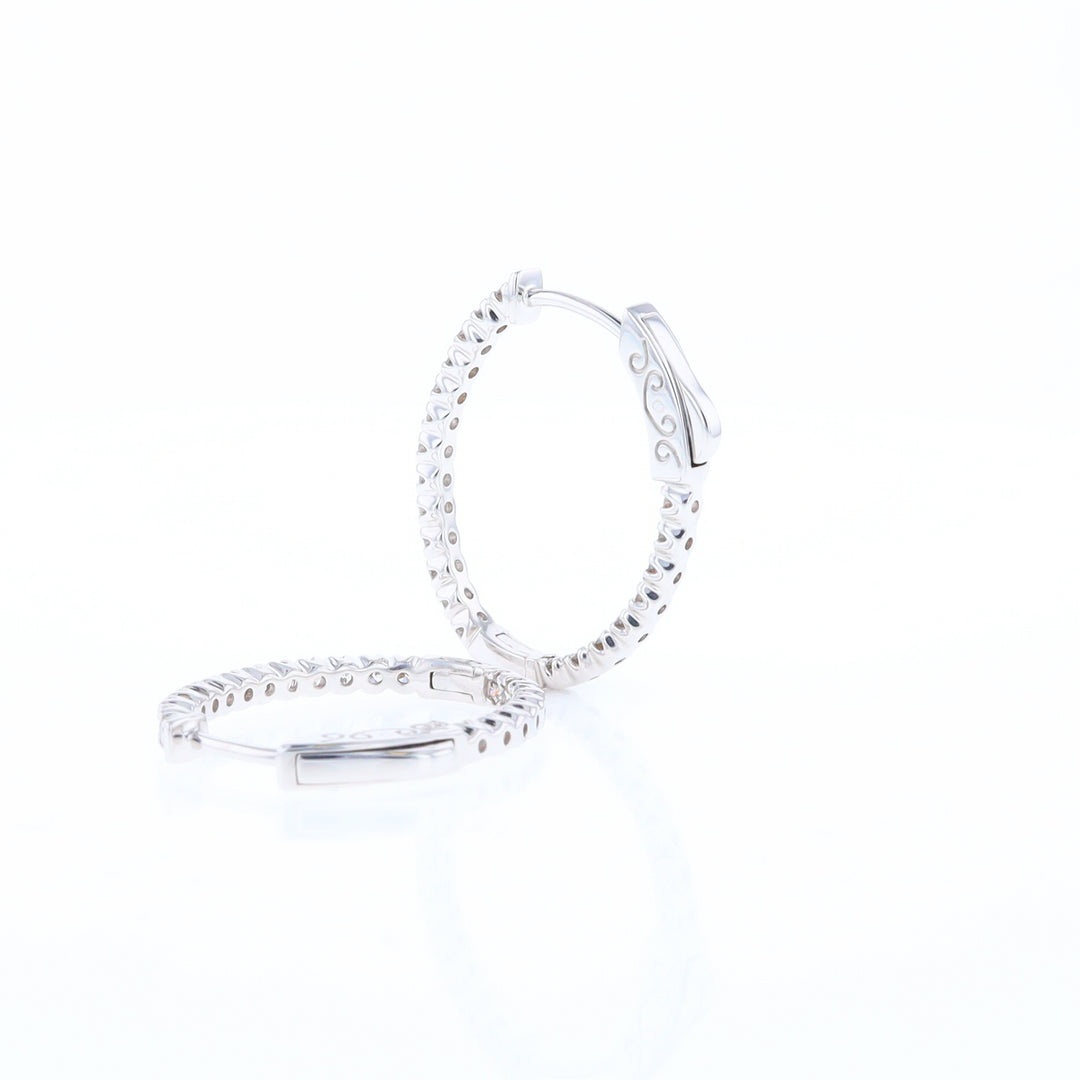 Oval Diamond Hoops Earrings