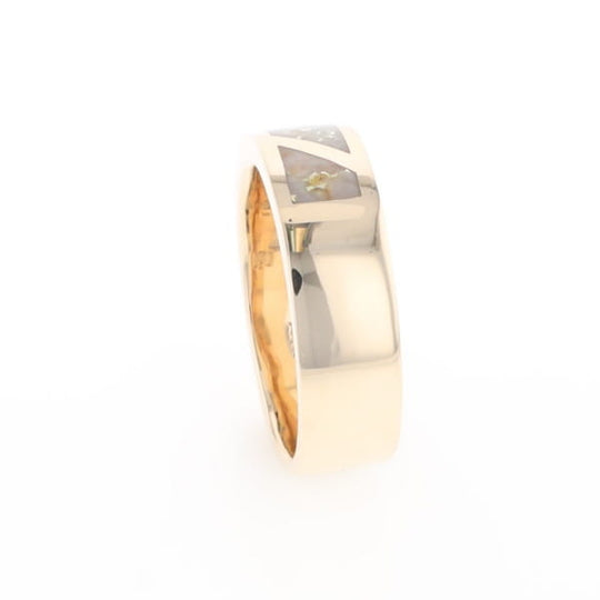 Gold Quartz Ring, 3 Section Inlaid Design