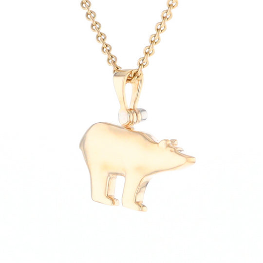 Gold Quartz Inlaid Polar Bear Pendant