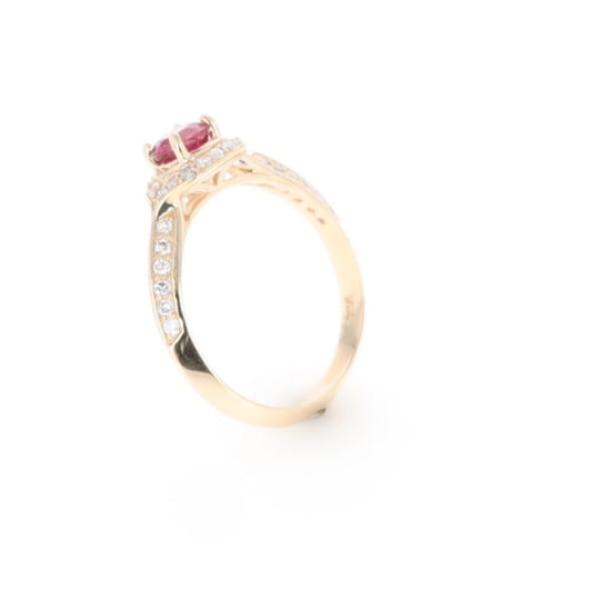 Peaked Halo Pink Tourmaline & Diamond Engagement Ring