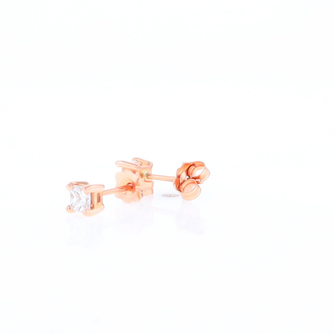 0.41ctw Princess Cut diamond Stud Earrings