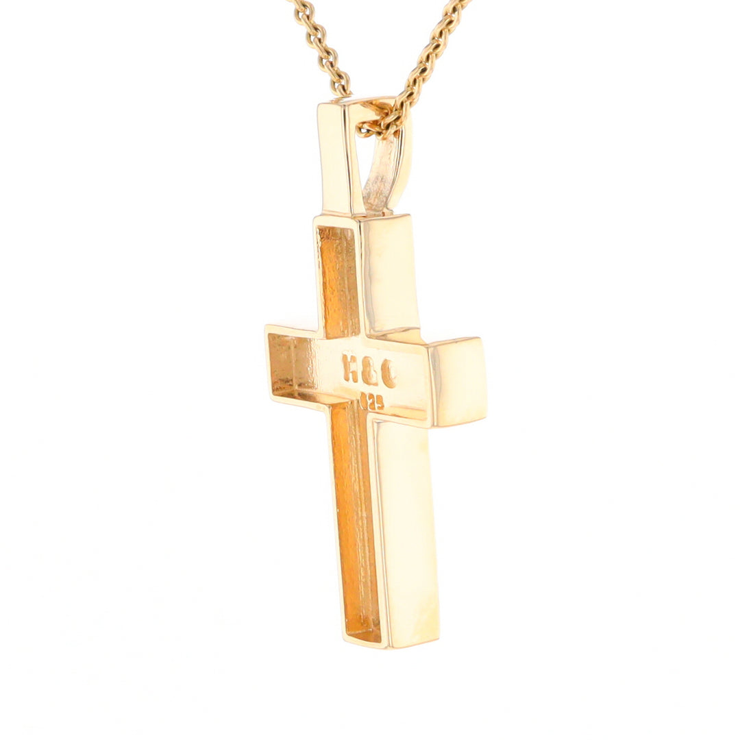 Gold Quartz Pendant Cross Design 3 Section Inlaid Pendant