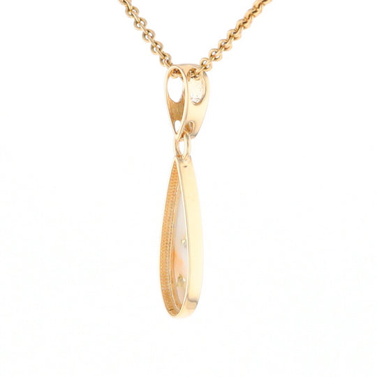 Gold Quartz Necklace Tear Drop Inlaid Pendant