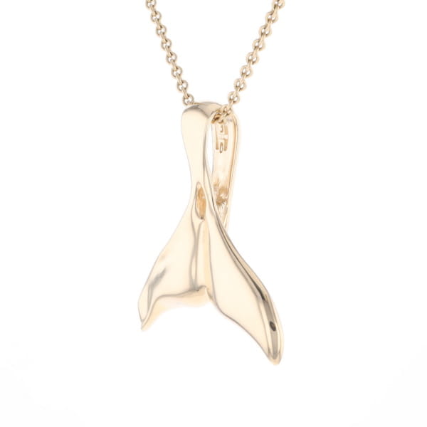 Whale Tail Natural Gold Quartz Single Side Inlaid Pendant