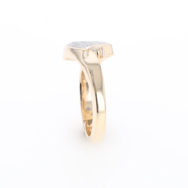 Meteorite Ring Boat Sail Inlaid Design with .04ctw Round Diamond