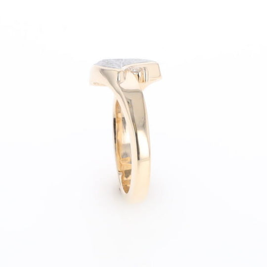 Meteorite Ring Boat Sail Inlaid Design with .04ctw Round Diamond