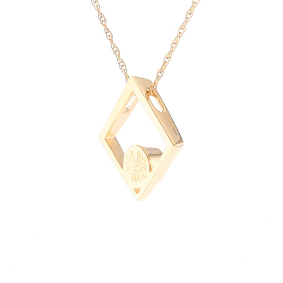 Open Square Gold Quartz Round Inlaid Pendant