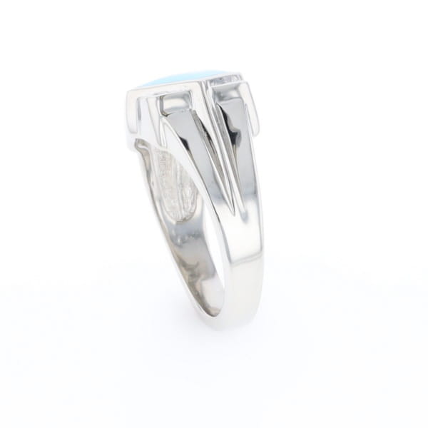 Natural Sleeping Beauty Turquoise ring diamond shape inlaid design with .16ctw round diamonds