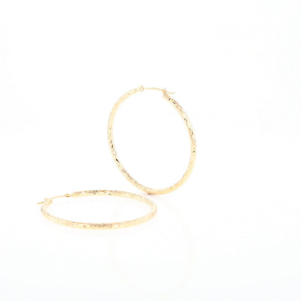 Textured Hollow Diamond Cut Hoop Earrings