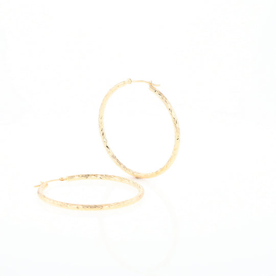 Textured Hollow Diamond Cut Hoop Earrings