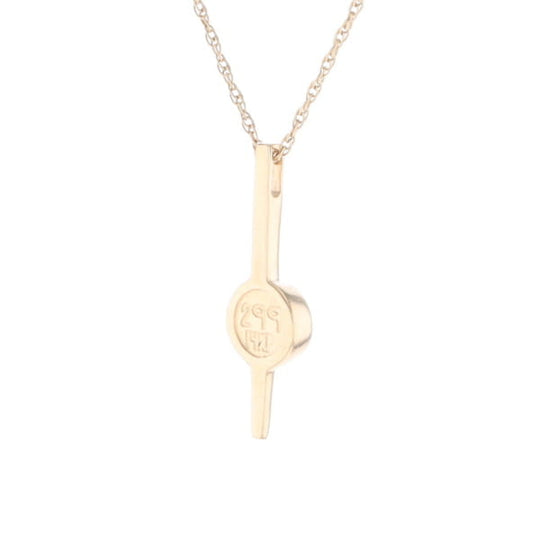 Gold Quartz Necklace Bar Design Round Fine Quality Inlaid Pendant