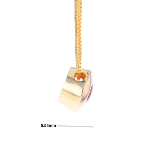 14KT Yellow Gold Round Brilliant Cut Ruby Bezel Set Solitaire Necklace