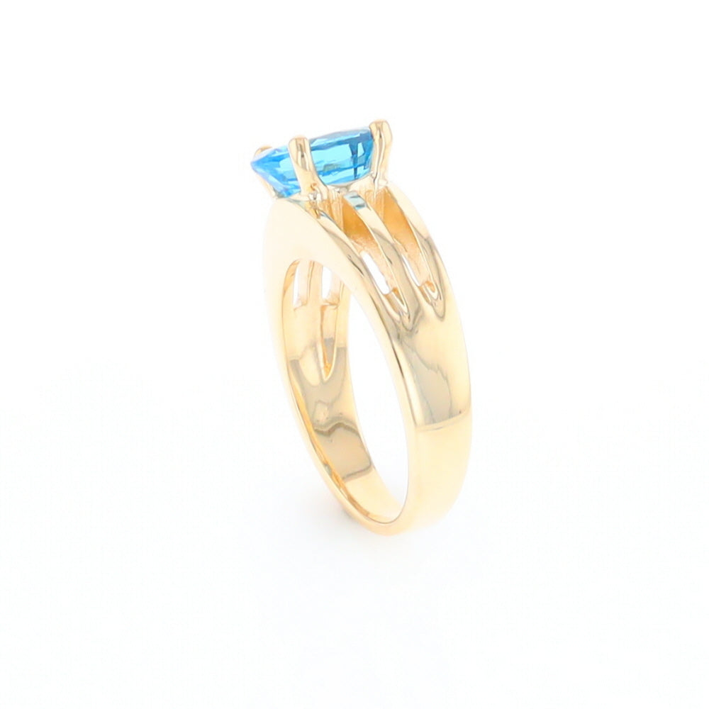 Split Shank Oval Blue Topaz Ring