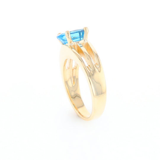 Split Shank Oval Blue Topaz Ring