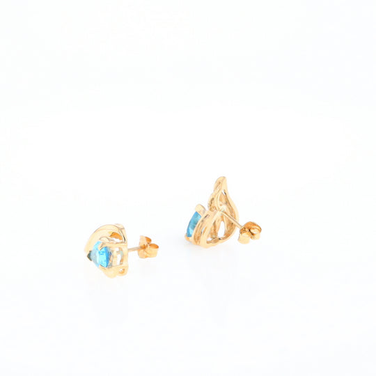 Blue Topaz Swirl Pear Stud Earrings