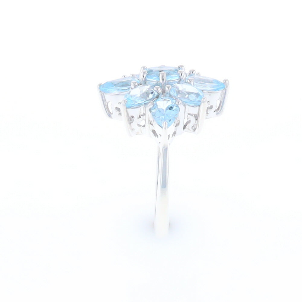 Blue Topaz Flower Ring