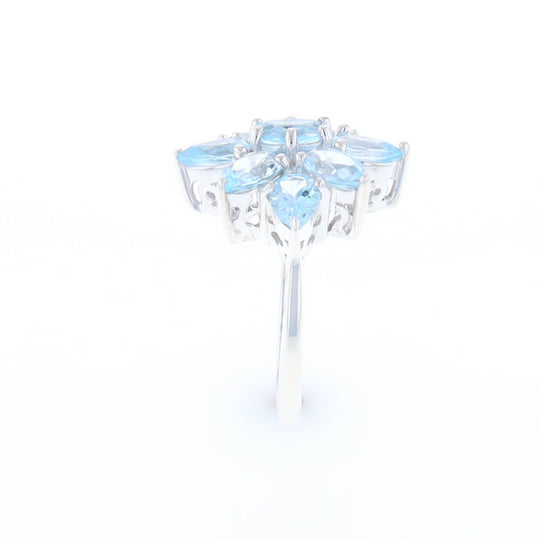 Blue Topaz Flower Ring