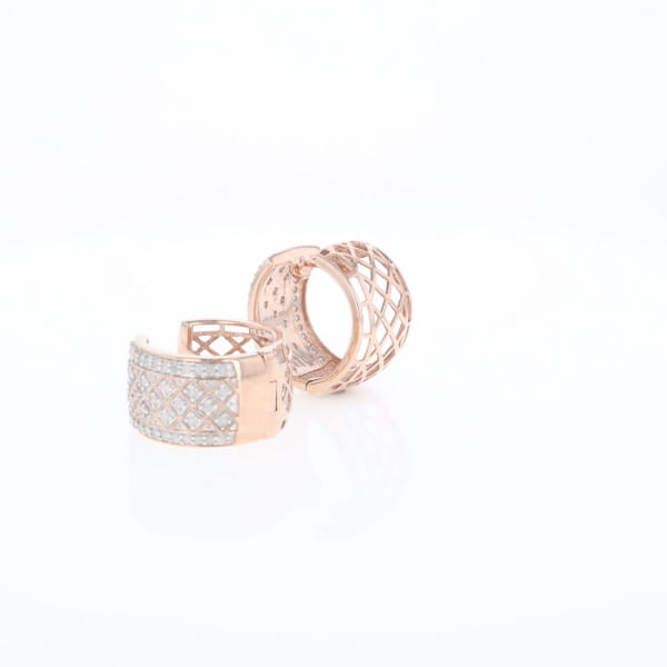 Checkered Wide Hinge Hoop Earrings