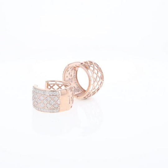 Checkered Wide Hinge Hoop Earrings