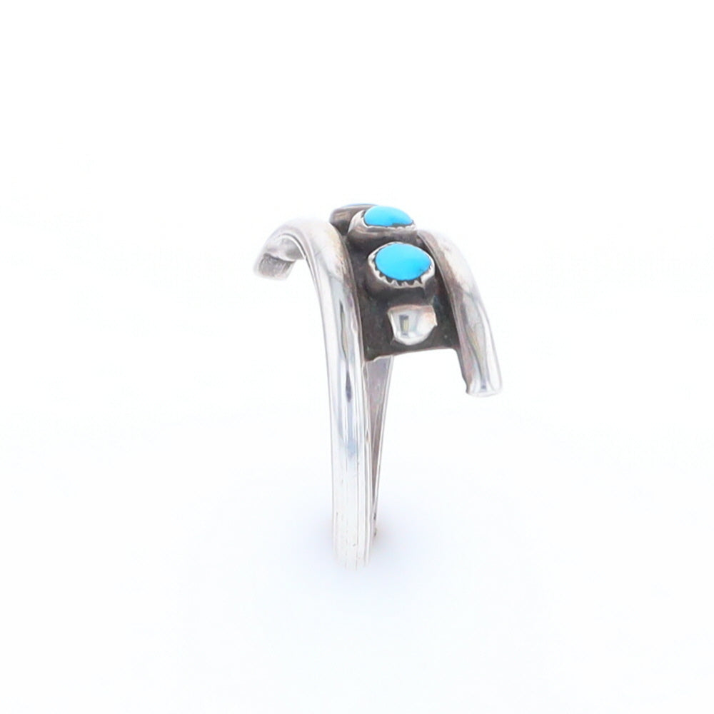 Round Turquoise Row Bypass Ring