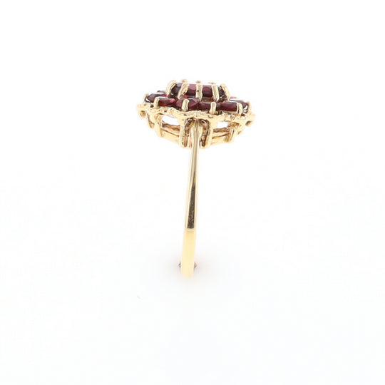 Floral Cluster Garnet Ring