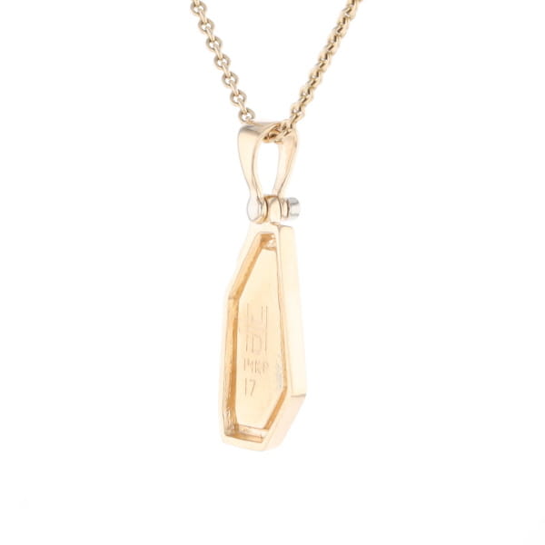 Gold Quartz Necklace .02ct Diamond Geometric Inlaid Design Pendant