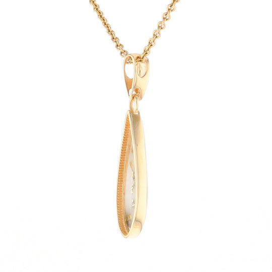 Gold Quartz Pendant Tear Drop Inlaid Design G2