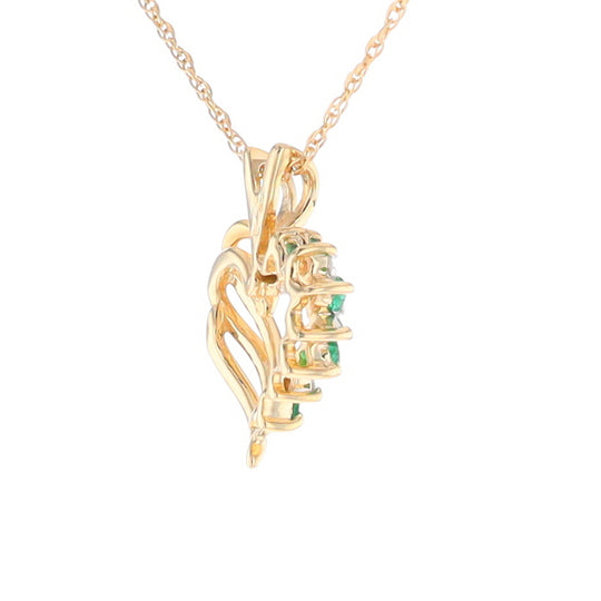 Open Heart Emerald and Diamond Pendant