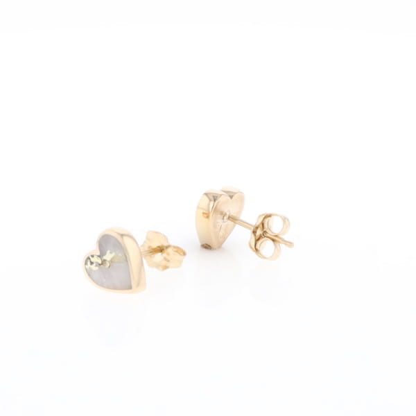 Gold Quartz Heart Stud Earrings - G2