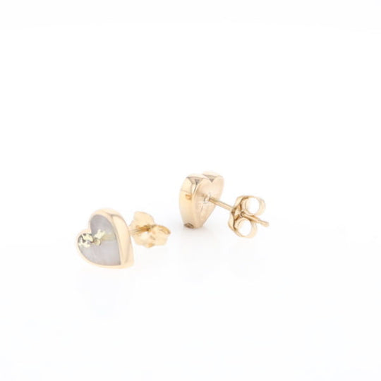 Gold Quartz Heart Stud Earrings - G2